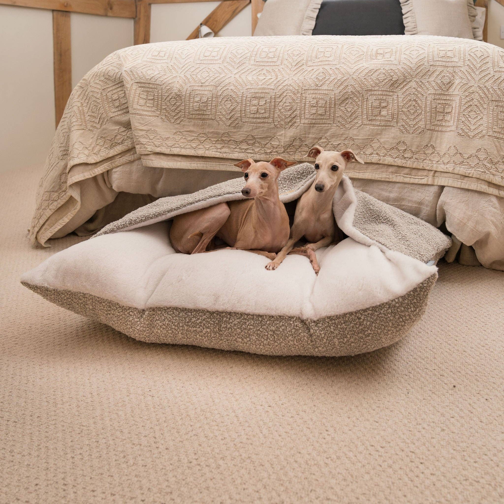 Sleepy Burrows Bed in Mink Bouclé