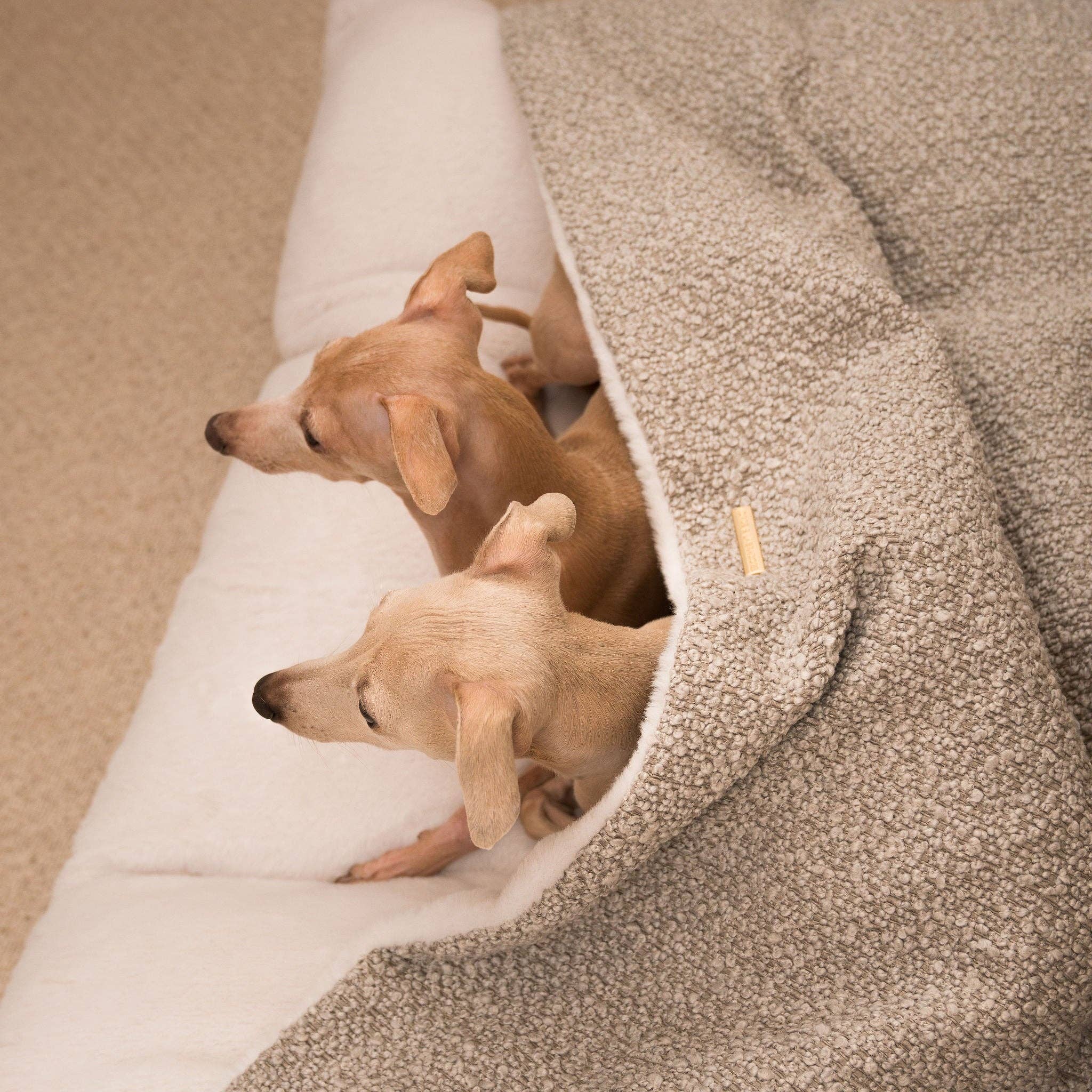 Sleepy Burrows Bed in Mink Bouclé