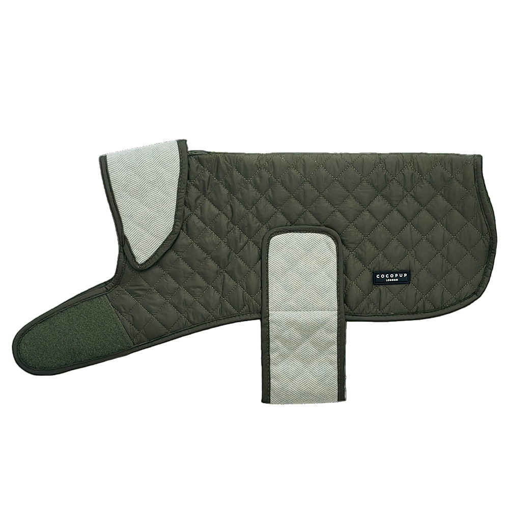 LUXE Quilted Dog Coat - Country Khaki