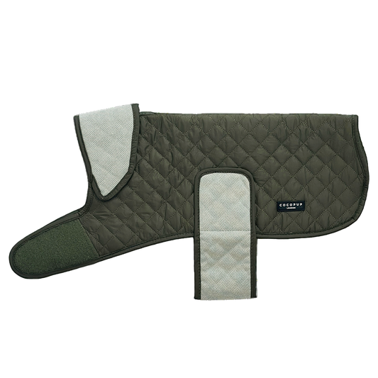 LUXE Quilted Dog Coat - Country Khaki