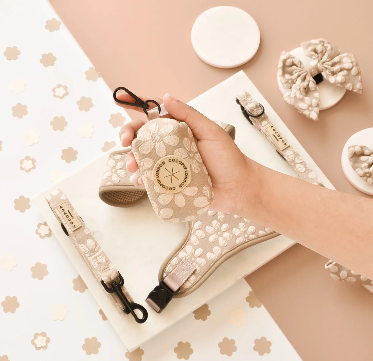 Poop Bag Holder – Mocha Flower