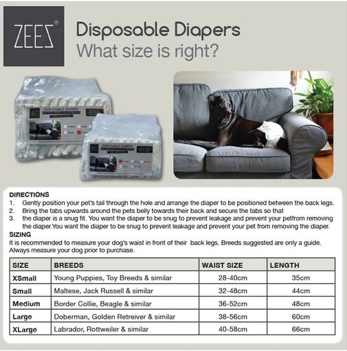 Zeez Disposable Dog Diapers - 12 Pack